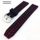 Pulsar Compatible Black & Red Sports Tire Track Rubber Silicone Replacement Watch Band Strap #4067