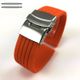 Pulsar Compatible Orange Rubber Silicone Replacement Watch Band Strap Double Locking Steel Buckle #4013