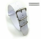 Pulsar Compatible White One Piece Slip Through Nylon Watch Band Strap Silver Steel Buckle #6005