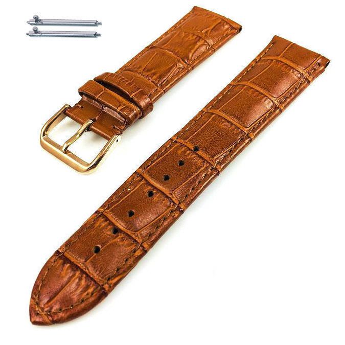 Raymond Weil Compatible Light Brown Croco Leather Replacement Watch Band  Strap Rose Gold Buckle #1074