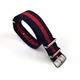 Diesel Compatible Red and Navy Stripes One Piece Slip Through Nylon Watch Band Strap SS Buckle #6007