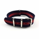 Diesel Compatible Red and Navy Stripes One Piece Slip Through Nylon Watch Band Strap SS Buckle #6007