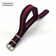 Diesel Compatible Red and Navy Stripes One Piece Slip Through Nylon Watch Band Strap SS Buckle #6007