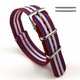 Red White Blue Stripes One Piece Slip Through Nylon Watch Band Strap Buckle #6014