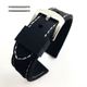 Relic Compatible Black Rubber Silicone PU Replacement Watch Band Strap Steel Buckle White Stitching #4003