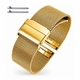 Rolex Compatible Steel Metal Adjustable Mesh Bracelet Watch Band Strap Double Lock Clasp Gold #5027