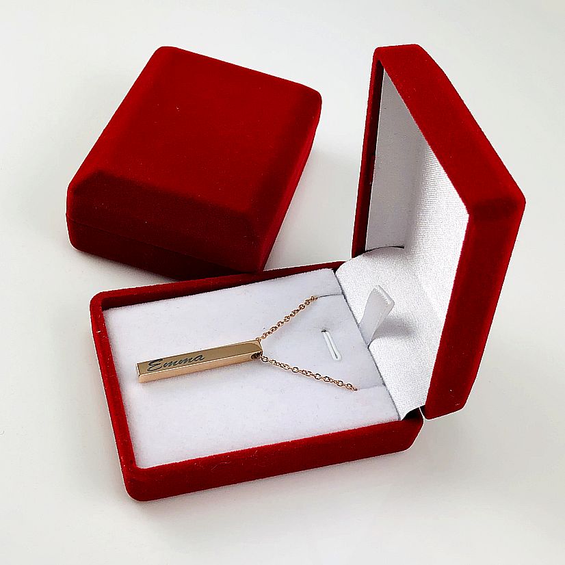 Rose Gold Tone Personalized Laser Engraved Name Plate Vertical Bar