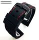 Samsung Galaxy Black Rubber Silicone PU Replacement Watch Band Strap Red Stitching Steel Buckle #4006