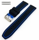Fossil Compatible Black & Blue Double Side Rubber Silicone Replacement Watch Band Strap Belt #4062