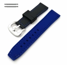 Seiko Compatible Black & Blue Double Side Silicone Replacement Watch Band Strap #4407