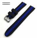Seiko Compatible Black & Blue Racing Style Silicone Replacement Watch Band Strap #4422