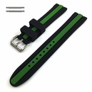 Seiko Compatible Black & Green Racing Style Silicone Replacement Watch Band Strap #4423
