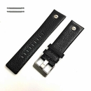 Seiko Compatible Black Leather Strap Replacement Watch Band Silver Buckle #1531