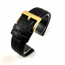 Seiko Compatible Black Leather Watch Strap Quick Release Band Gold Buckle #1521