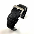 Seiko Compatible Black Leather Watch Strap Quick Release Band Silver Buckle #1511