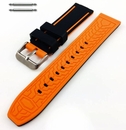 Seiko Compatible Black & Orange Double Side Rubber Silicone Replacement Watch Band Strap Belt #4063