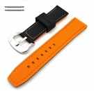 Seiko Compatible Black & Orange Double Side Silicone Replacement Watch Band Strap #4406