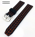 Seiko Compatible Black & Orange Sports Tire Track Rubber Silicone Replacement Watch Band Strap #4068