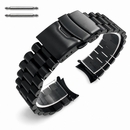 Seiko Compatible Black PVD Metal Steel President Style Replacement Curved End Watch Band #7022