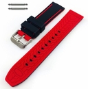 Seiko Compatible Black & Red Double Side Rubber Silicone Replacement Watch Band Strap Belt #4064