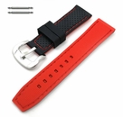 Seiko Compatible Black & Red Double Side Silicone Replacement Watch Band Strap #4408