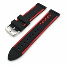 Seiko Compatible Black & Red Racing Style Silicone Replacement Watch Band Strap #4403