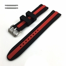 Seiko Compatible Black & Red Racing Style Silicone Replacement Watch Band Strap #4424
