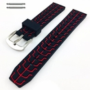 Seiko Compatible Black & Red Sports Tire Track Rubber Silicone Replacement Watch Band Strap #4067