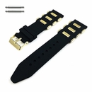 Seiko Compatible Black Silicone Rubber w. Gold Bullets Replacement Watch Band Strap #4060