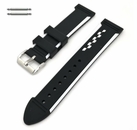 Seiko Compatible Black & White Racing Style Silicone Replacement Watch Band Strap #4401