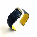 Seiko Compatible Blue Yellow Sporty Curved End Leather Replacement Watch Band Strap  #1546