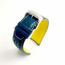 Seiko Compatible Blue Yellow Stitching Sporty Curved End Leather Replacement Watch Band Strap  #1547