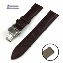Seiko Compatible Brown Croco Genuine Leather Replacement Watch Band Strap Steel Butterfly Buckle #1032