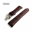 Seiko Compatible Brown Curved End Croco Leather Replacement Watch Band Strap Butterfly Clasp #1542