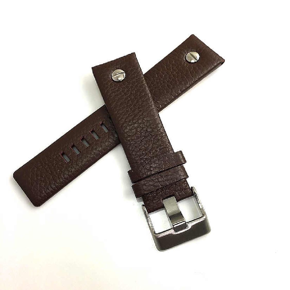 Movado Compatible Brown Leather Strap Replacement Watch Band Silver