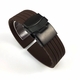 Fossil Compatible Brown Rubber Silicone Watch Band Strap Double Locking Black Steel Buckle #4018