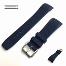 Seiko Compatible Curved End 22mm Blue Silicone Rubber Strap Watch Band #4442
