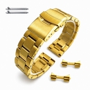Seiko Compatible Gold Tone Brushed Metal Steel Curved End Watch Band #7008