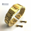 Seiko Compatible Gold Tone Brushed Metal Steel Curved End Watch Band #7008