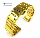 Seiko Compatible Gold Tone Polished Steel Metal Bracelet Replacement Watch Band Butterfly Clasp Strap #5012