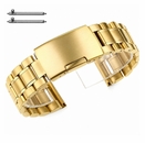 Seiko Compatible Gold Tone Steel Metal Bracelet Replacement Watch Band Strap Push Button Clasp #5017