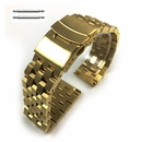 Seiko Compatible Gold Tone Steel Metal Watch Band Strap Bracelet Double Locking Buckle #5053