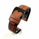 Seiko Compatible Light Brown Leather Watch Strap Quick Release Band Black Buckle #1518