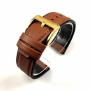 Seiko Compatible Light Brown Leather Watch Strap Quick Release Band Gold Buckle #1523