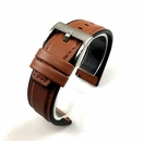 Seiko Compatible Light Brown Leather Watch Strap Quick Release Band Silver Buckle #1513