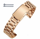 Seiko Compatible Rose Gold Steel Metal Bracelet Replacement Watch Band Strap Push Button Clasp #5018