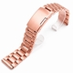 Rose Gold Steel Metal Bracelet Replacement Watch Band Strap Push Button Clasp #5018
