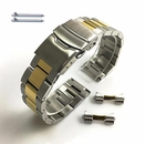 Seiko Compatible Two Tone Brushed Metal Steel Curved End Watch Band #7010