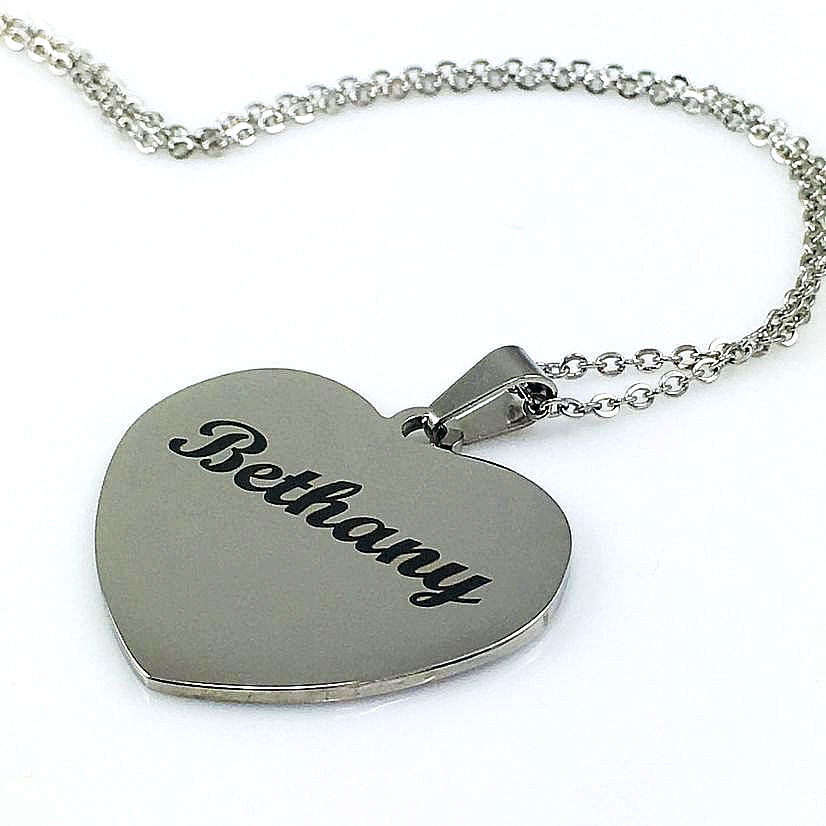 Personalized Heart Nameplate Necklace – Custom Name Stainless Steel Pendant For Women (Rose Gold Finish)