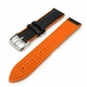 Invicta Compatible Black & Orange Carbon Fiber Leather Replacement Watch Band Strap #1502